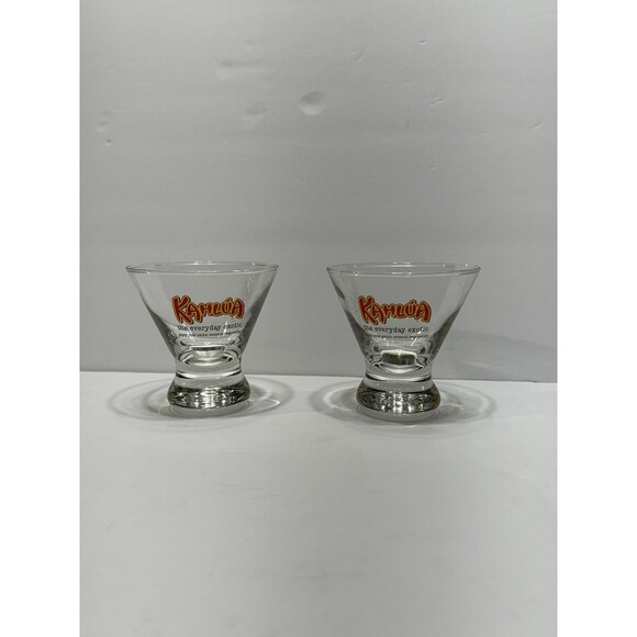 Set of 2 Kahlua Liqueur 6 oz Cocktail Glasses "The Everyday Exotic" 3-3/4" Tall - Picture 8 of 12